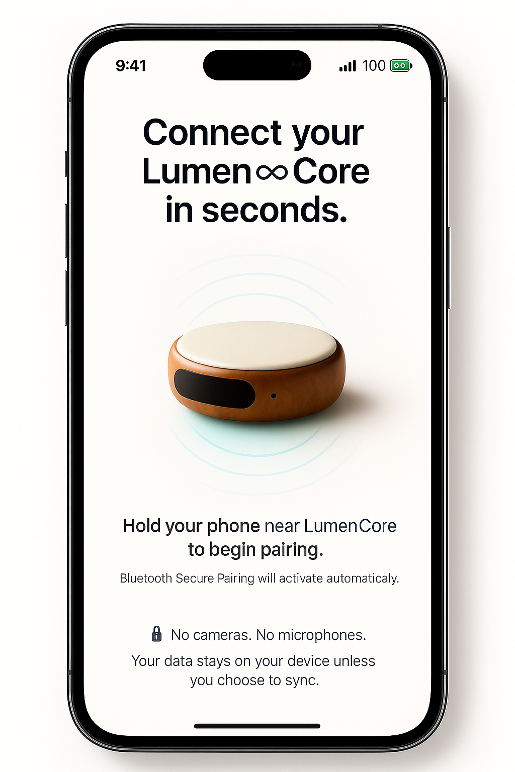 Device pairing and setup screen